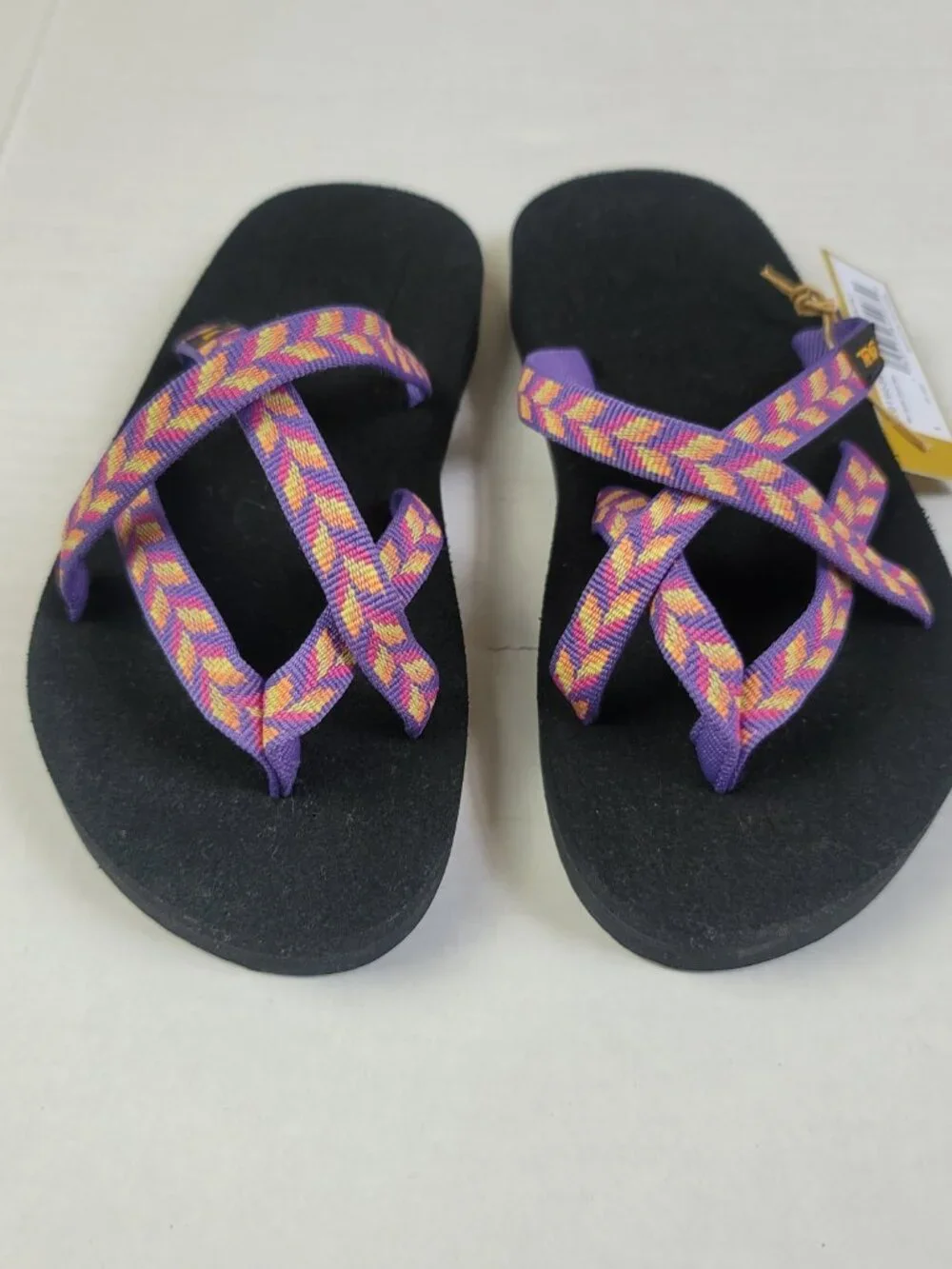 NWT Teva Kids Olowahu Flip Flops Size 1 Purple Multi Sport Sandals Comfort